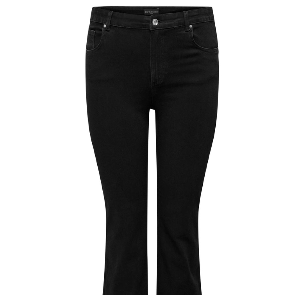 New Only Carmakoma Classic Black High Waisted Women's Demin Jeans with Raw Edges - Picture 3 of 5